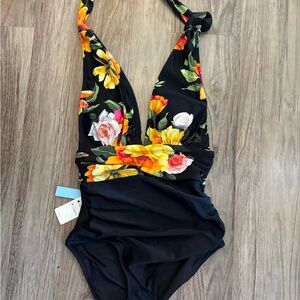 Cupshe Black Floral One Piece Swimsuit